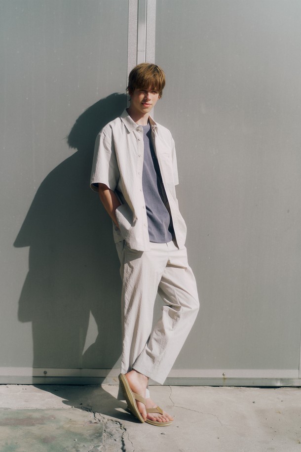 BROMPTON LONDON - 캐주얼팬츠 - POLYESTER SEERSUCKER TROUSERS - L/GREY (P252MPT185)