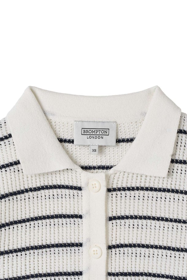 BROMPTON LONDON - 반소매 티셔츠 - W STRIPED CADIGAN SWEATER - WHITE (P252WKT430)