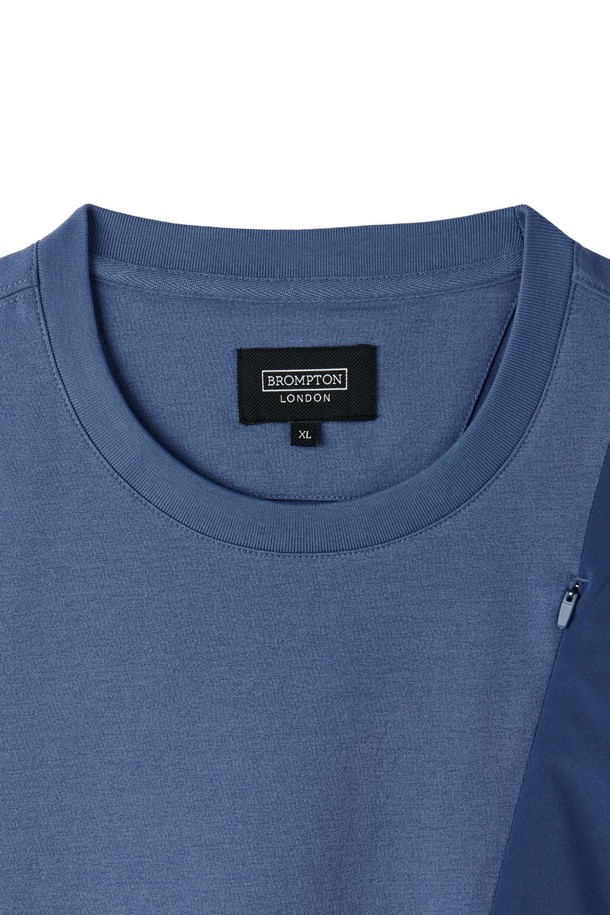 BROMPTON LONDON - 반팔티셔츠 - WOVEN COLOUR-BLOCKED ECOMADE T-SHIRT - BLUE (P252MTS133)