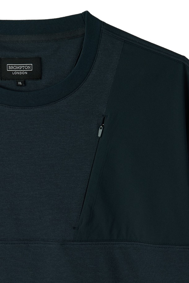 BROMPTON LONDON - 반팔티셔츠 - WOVEN COLOUR-BLOCKED ECOMADE T-SHIRT - T/BLUE (P252MTS133)