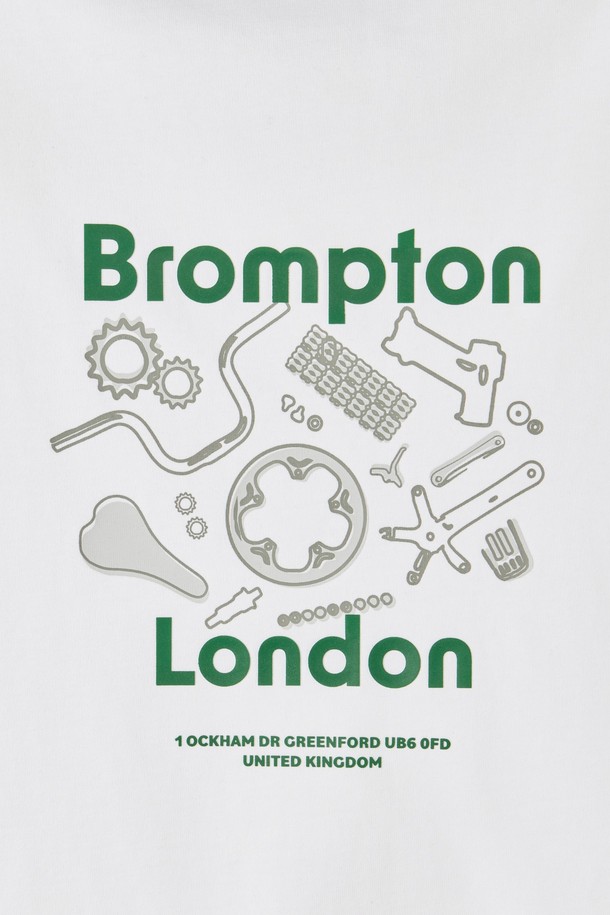 BROMPTON LONDON - 반팔티셔츠 - PARTS GRAPHIC HALF SLEEVE T-SHIRT - WHITE (P252UTS432)