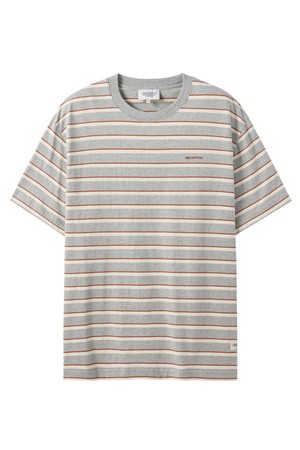 STRIPED HALF SLEEVED T-SHIRT - M/GREY (P252UTS437)