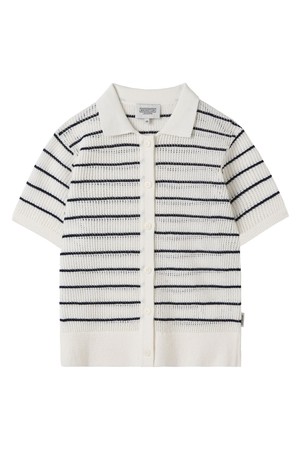 W STRIPED CADIGAN SWEATER - WHITE (P252WKT430)