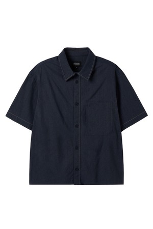 DENIM-LIKE HALF SLEEVE SHIRT - NAVY (P252MSH180)