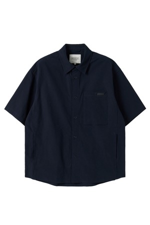 MICRO SEERSUCKER SET HALF SLEEVE SHACKET - NAVY (P252MJK484)