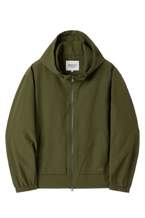 SEERSUCKER LONG SLEEVES HOOD FULL ZIP - KHAKI (P252MJP485)