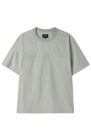 POLYESTER SEERSUCKER HALF SLEEVE T-SHIRT - L/GREY (P252MTS185)