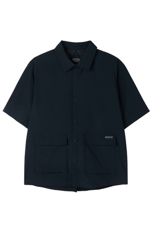 AIRO SEERSUCKER HALF SLEEVE SHACKET - NAVY (P252MJK188)