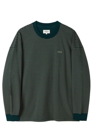 STRIPE LONG SLEEVE T-SHIRT - D/GREEN (P253UTS402)