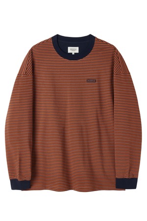 STRIPE LONG SLEEVE T-SHIRT - BRICK (P253UTS402)