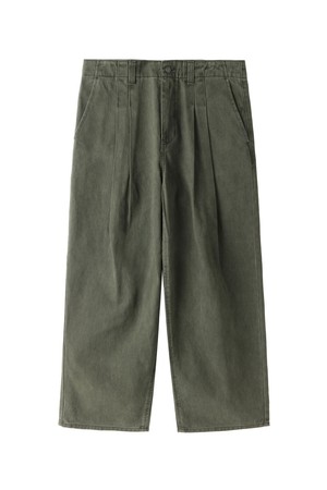 WIDE TWO TUCK DENIM TROUSERS - KHAKI (P253UDP461)