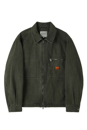 DENIM ZIP-UP JACKET - KHAKI (P253MJK461)