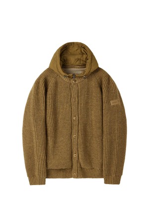 SHETLAND WOOL HOOD CARDIGAN - MUSTARD (P254UCD431)