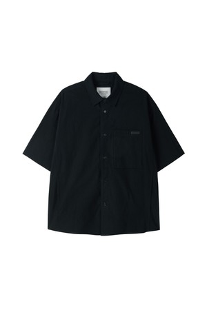 MICRO SEERSUCKER SET HALF SLEEVE SHACKET - BLACK (P252MJK484)