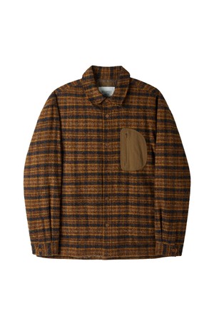 WOVEN PATCH FLANNEL SHACKET - ORANGE (P254UPD432)