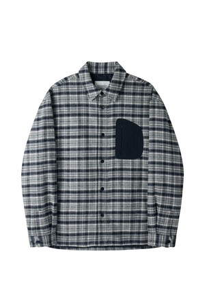 WOVEN PATCH FLANNEL SHACKET - NAVY (P254UPD432)