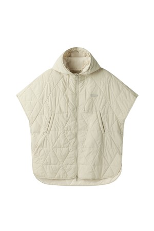 W HALF SLEEVE QUILTED PONCHO - L/BEIGE (P254WPV133)