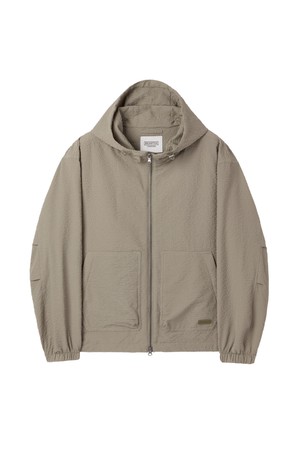 SEERSUCKER HOODIE ZIP-UP - BEIGE (P262UJP180)