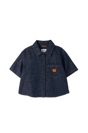W CROP DENIM HALF SLEEVE SHIRT - INDIGO (P262WSH483)