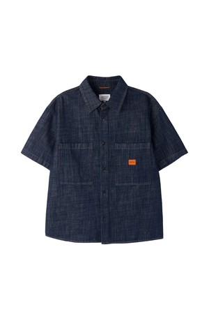 LINEN DENIM HALF SLEEVE SHIRT - INDIGO (P262MSH482)