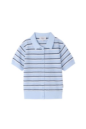 W STRIPE HALF SLEEVE KNIT - SKY BLUE (P262WKT132)