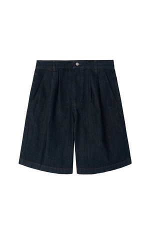 DENIM TWO TUCK HALF TROUSERS - INDIGO (P262UDP435)