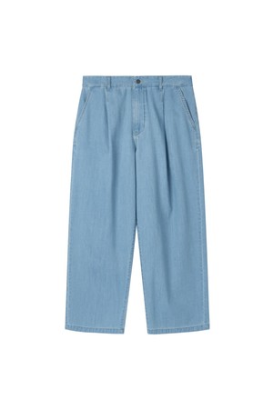 HALF BANDING ONE TUCK DENIM TROUSERS - L/BLUE (P262UDP481)