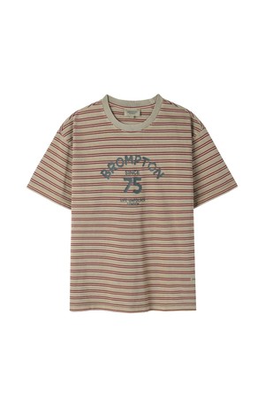 PIGMENT STRIPE HALF SLEEVE T-SHIRT - BURGUNDY (P262UTS138)