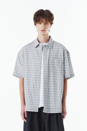 (EXCLUSIVE) HALF CHECK SHIRT - L/GREY (P263USH902)