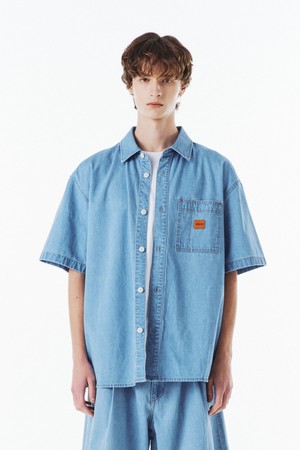(EXCLUSIVE) DENIM SET HALF SHIRT - LIGHT INDIGO (P263USH905)
