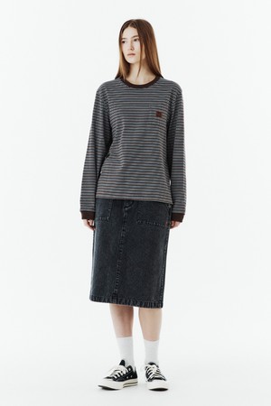 W CORDUROY DENIM SKIRT - BLACK (P263WSK460)