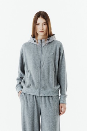 W CORDUROY HOODED ZIP-UP - M/GREY (P263WFT165)