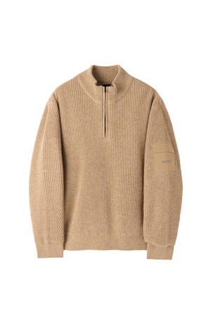 HALF ZIP-UP SWEATER - BROWN (P264MKT142)