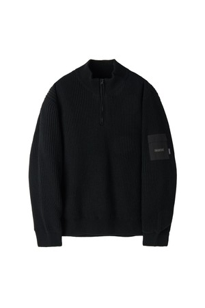 HALF ZIP-UP SWEATER - BLACK (P264MKT142)