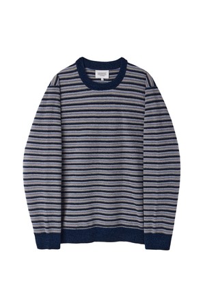 CHENILLE STRIPE SWEATER - NAVY (P264MKT131)