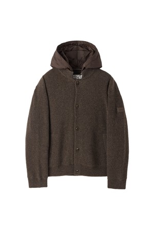 HOODED HYBRID CARDIGAN - BROWN (P264MCD132)