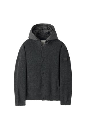 HOODED HYBRID CARDIGAN - CHARCOAL (P264MCD132)
