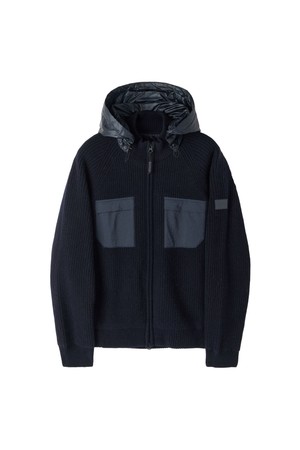 DETACHABLE HOOD HYBRID CARDIGAN - D/NAVY (P264MCD131)