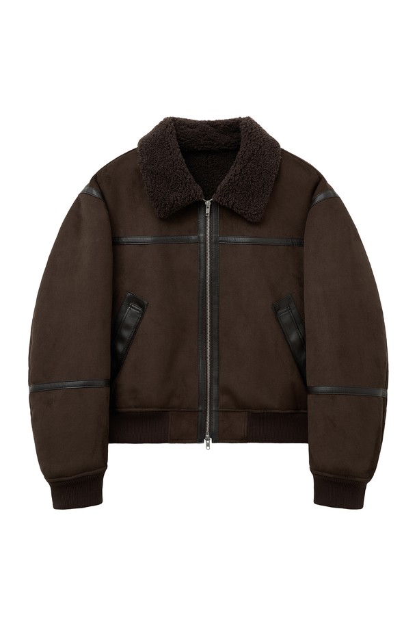 SPERONE - 레더 자켓 - 스웨이드 세미 오버 라인 무스탕 우먼 (브라운)