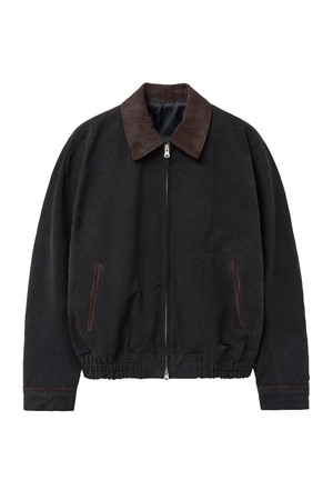 미니멀 투톤 세미 오버 자켓 (블랙)