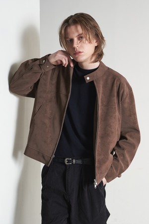 누벅 차이나 커브드 블루종 (브라운)