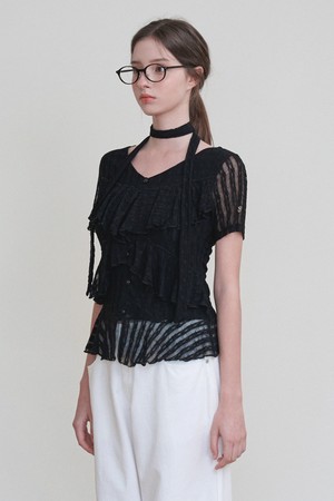 베가 레이스 타이 블라우스