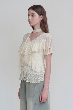 베가 레이스 타이 블라우스