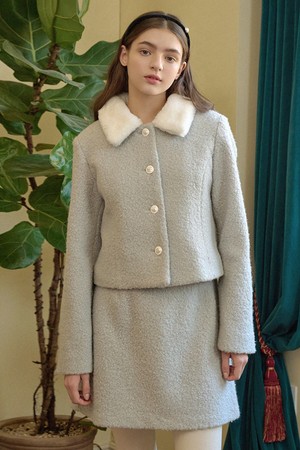 멜리플루어스 부클 트위드 재킷 그레이