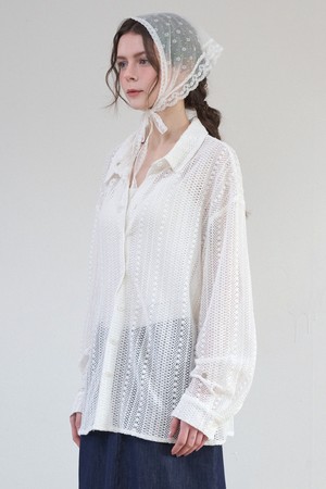 로잘린드 오버핏 크로쉐 셔츠