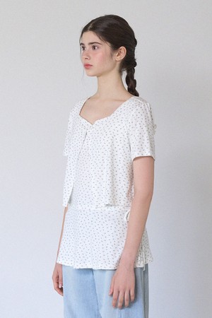 데미 플라워 미니 드레스-가디건 셋업