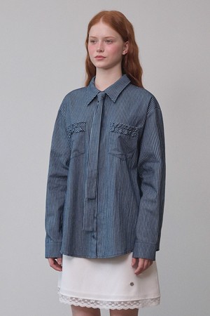 마일로 스트라이프 프릴 셔츠