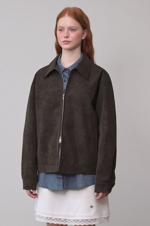 엠버 미니멀 레더 점퍼