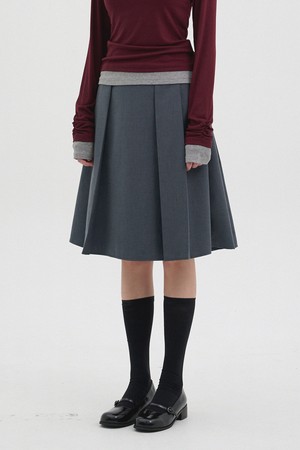 조비 핀턱 미디 스커트