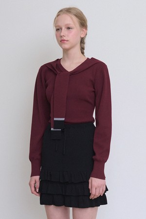 라니 브이넥 타이 니트